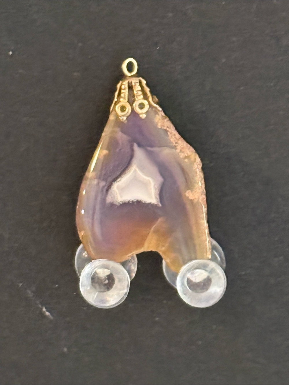 Gold-Edged Purple Agate Slice Pendant - Women Jewelry